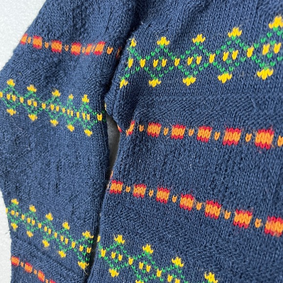 VTG 90s Nordic Fair Isle Knit Sweater Medium Geometric USA Grandpa Cottagecore - Picture 6 of 10